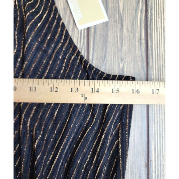 Michael Kors Navy and Gold Striped Blouse - Picture 9 of 12